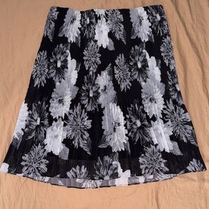 Pleated Accordion Flowered Skirt with Black Slip
